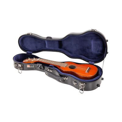 Crossrock Deluxe Fiberglass Case for Soprano Ukulele with TSA Lock-Black