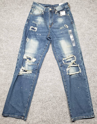Rue21 Jeans Mens 28X30 (26X28) Blue Denim Loose Fit Supreme Flex Acid New