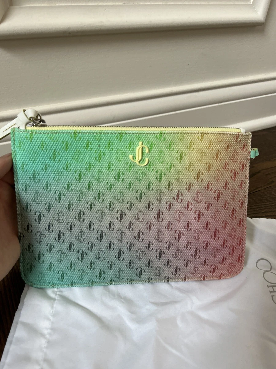 JIMMY CHOO Clutch bag rainbow sunset mix wristlet logo monogram