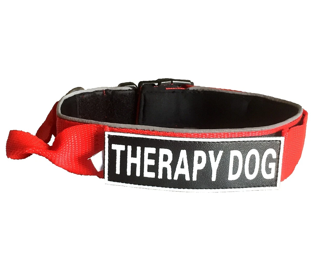 Reflective Nylon Dog Collar Handle u0026 D Ring Dog Collar Removable Tag Patch  | eBay
