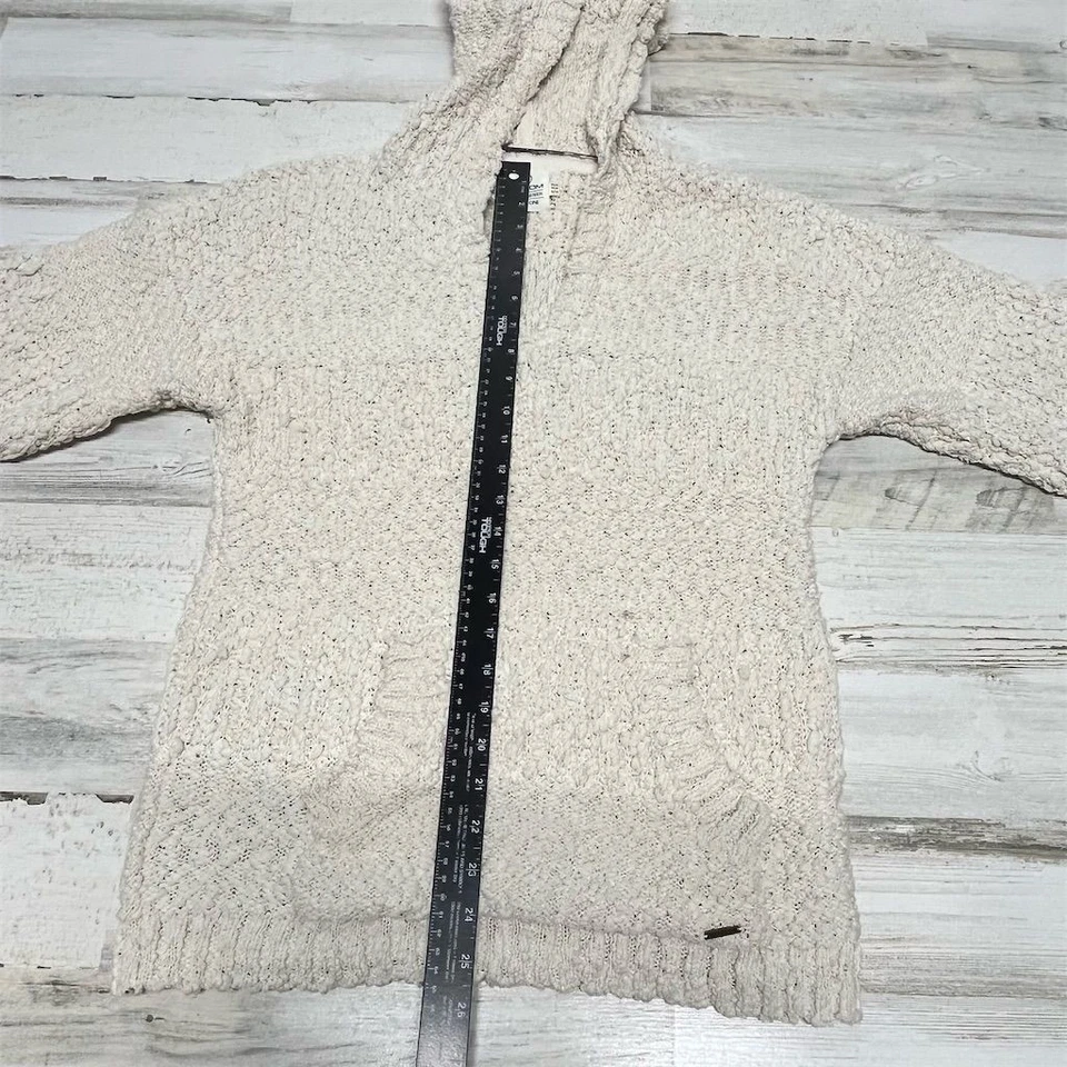 Volcom Sweater Women's XS White Popcorn Knit Hoodie Sweater Cozycore - Image 4 of 4