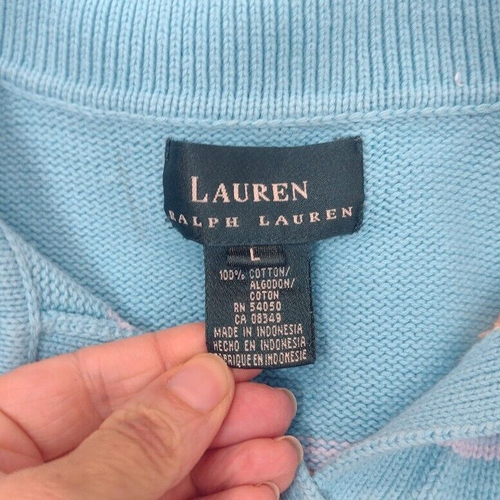 Ralph Lauren Sleeveless Knit Top 100% Cotton Sleeveless Polo Preppy Sweater L - Picture 7 of 7