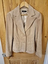 Suede Jacket, Size 12, Krisp. Cream/beige, Slim Fitting, Smart And Stylish.