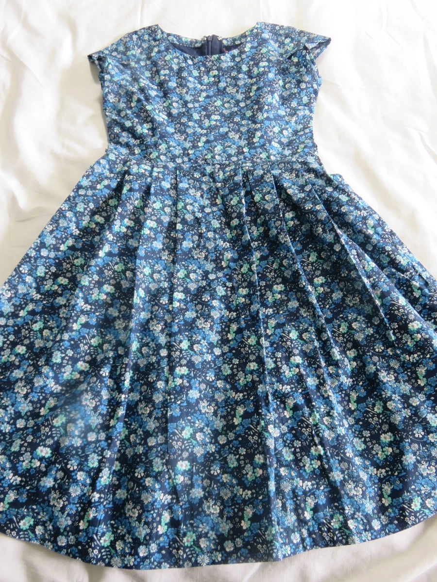 ALLEN SOLLY JUNIOR EXCELLENT QUALITY BLUE FLORAL COTTON PRINT DRESS AGE 11  - 12 | eBay