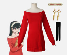 Spy Family Yor Forger Cos Clothing Carnival Cosplay Suit Red Sweater Dress Gift