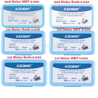 AZDENT Dental Orthodontic Buccal Tube 1st/2nd Molar Roth/MBT 022/018