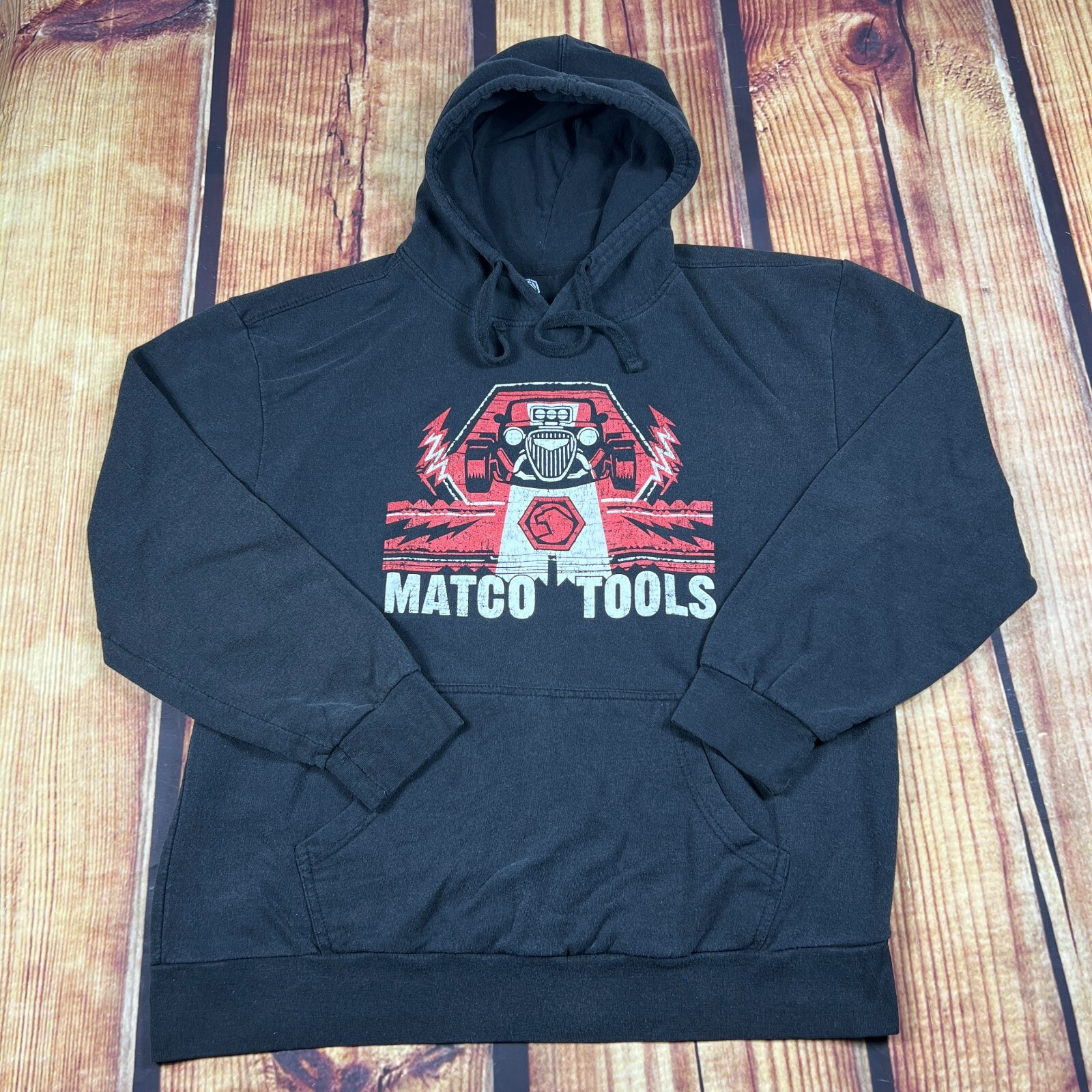 Matco Tools Hoodie Men Large Black Hot Rod Spell Out Logo Pullover Sweatshirt