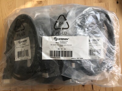 Lot of 10 -  Steren 517-306BK 6ft HDMI High Speed w/Ethernet Cable 6' Black