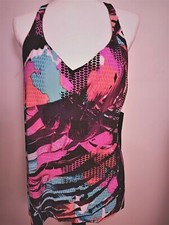 NWT Women's Plus Size Multi-Colored Racerback Tankini Swim Top by Aqua Green