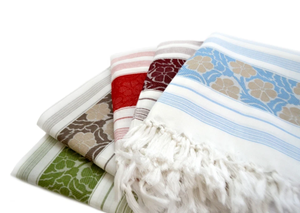 TROY Auténtica Toalla de Playa Turca Estampado de Flores Peshtemal Spa, Gimnasio, Baño  Foto 4 de 4