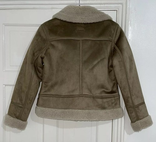 ZARA BEIGE FAUX SUEDE BIKER DOUBLE-FACED BIKER JACKET SIZE M BNWT - Picture 8 of 11