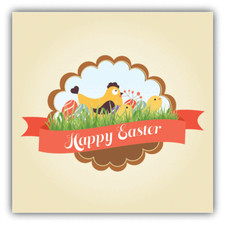 Happy Easter Chicken Eggs Grass Car Bumper Sticker Decal