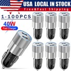 New ListingFor iPhone iPad Android Samsung 40W Dual Usb Type-C Fast Car Charger Adapter Lot