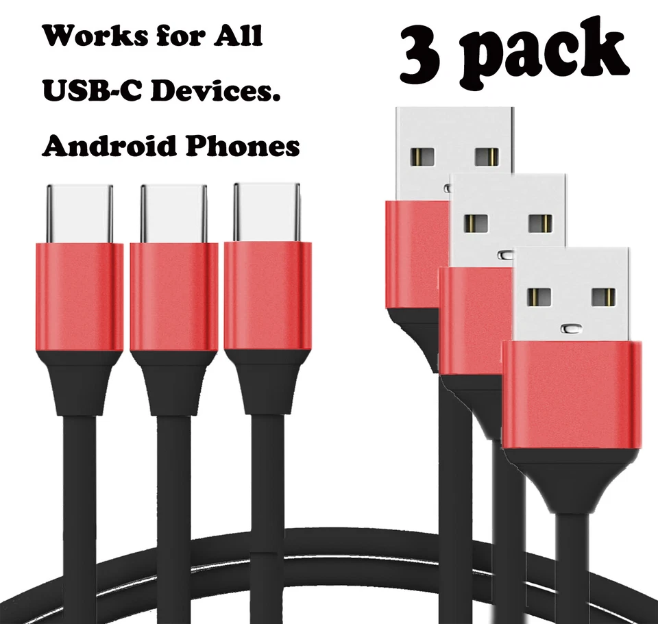 3Pcs USB C Type-C Fast Charging Data Sync Charger Cable Cord S22 21 20 10 Note 9 - Image 2 of 4