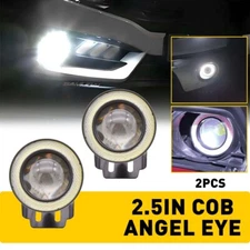 2x 2.5" inch Round Led Fog Light White COB Angel Eyes Halo DRL Driving Car Truck