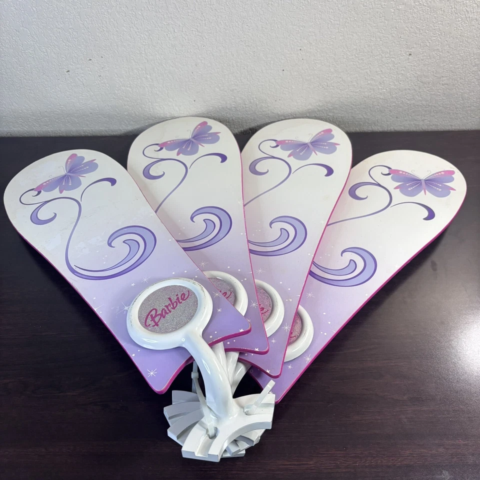 Rare Hunter Barbie Butterfly Ceiling Fan, Light Kit W Decorative Dome 17” Blades - Image 3 of 4