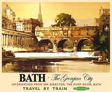 Bath, Georgian City (old rail ad.) large steel sign 400mm x 300mm  CLEARANCE