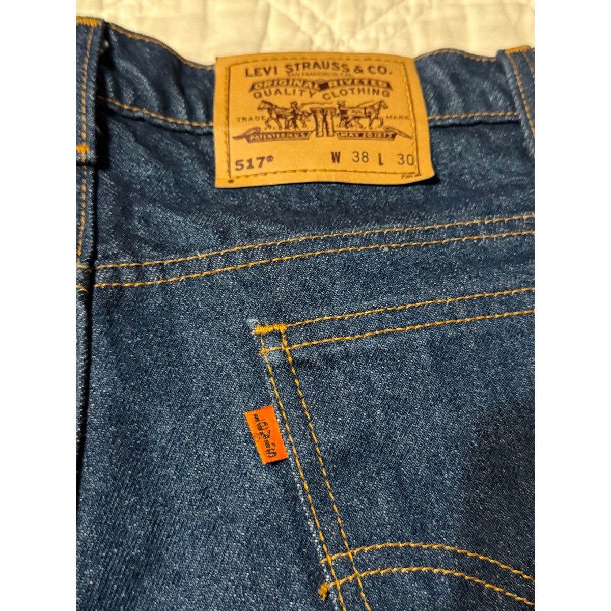 Levis 517 Orange Tab Mens Jeans Made in USA Blue W38 L30 vintage