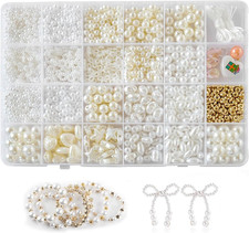 Pearl Beads for Jewelry Making, Bracelet Making Kit for Adults DIY Crafts