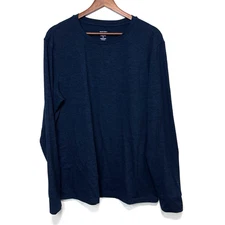 Members Mark Mens Favorite Soft Long Sleeve Lounge Tee Blue Casual Pullover M