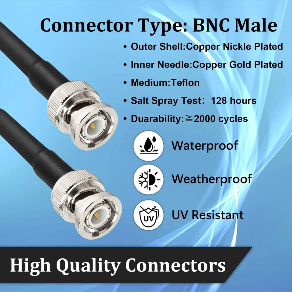High-Performance 100ft BNC Male Coaxial Cable - Ideal for RF and Oscilloscope - Image 4 of 4