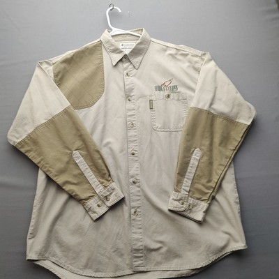 Columbia Wings &Clays Men's Tan And Brown Button Up Shirt Size Extra Large