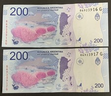 Argentina, 2 P200 Pesos 2016-2020  P-364 Banknote, New Design UNC World Currency