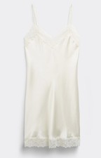 Intimissimi Seide Nachthemd Unterkleid Negligee Spitze 36 S Creme Elfenbein