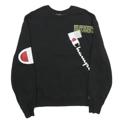 CHAMPION Herren Sweatshirt schwarz Baumwollmischung Rundhals M bedruckt Logo Grafik