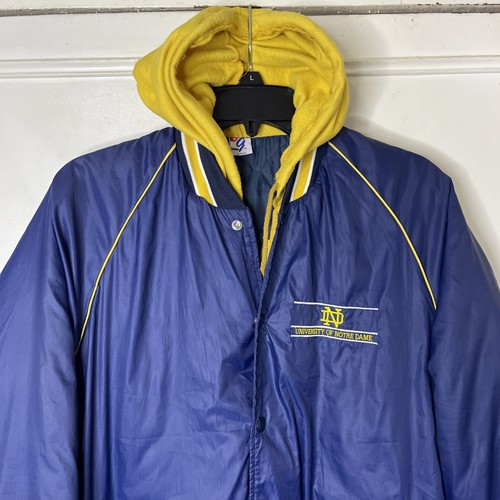 Chaqueta irlandesa de lucha Notre Dame vintage para hombre L azul The Game con capucha - Imagen 2 de 6