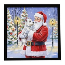 Caroline's Treasures Westie with Santa Claus Framed Metal Print FNT1087MFP88