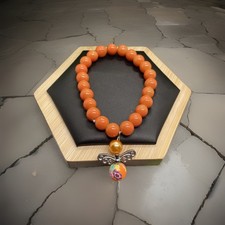 6.5  Plus Stretch Bracelet Set Stone/Glass Bead Angel Charm New Free Ship B8854