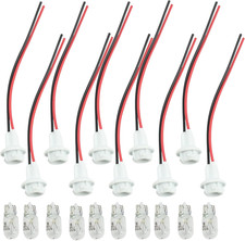 10 Sets T10 Extension Harness Plug Connector with 10 Bulbs and 10 Sockets for Br