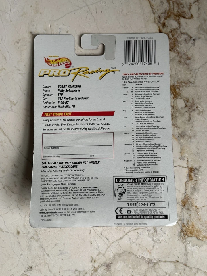 Hot Wheels Pro Racing Series 1997 Bobby Hamilton #43 STP Grand Prix 1/64 Foto 3 de 3
