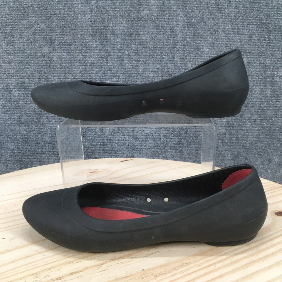 Crocs Shoes Womens 9 Lina Iconic Comfort Slip On Ballet Flats Black Rubber - Image 2 of 4