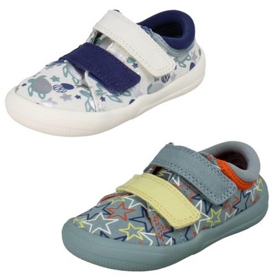Jungen Clarks Haken und Öse maschinenwaschbare Canvas Kritzeleien - Briley Fly