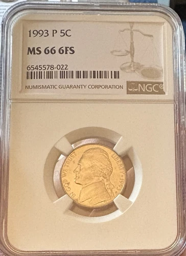 1993 P Jefferson Nickel NGC MS66 6FS