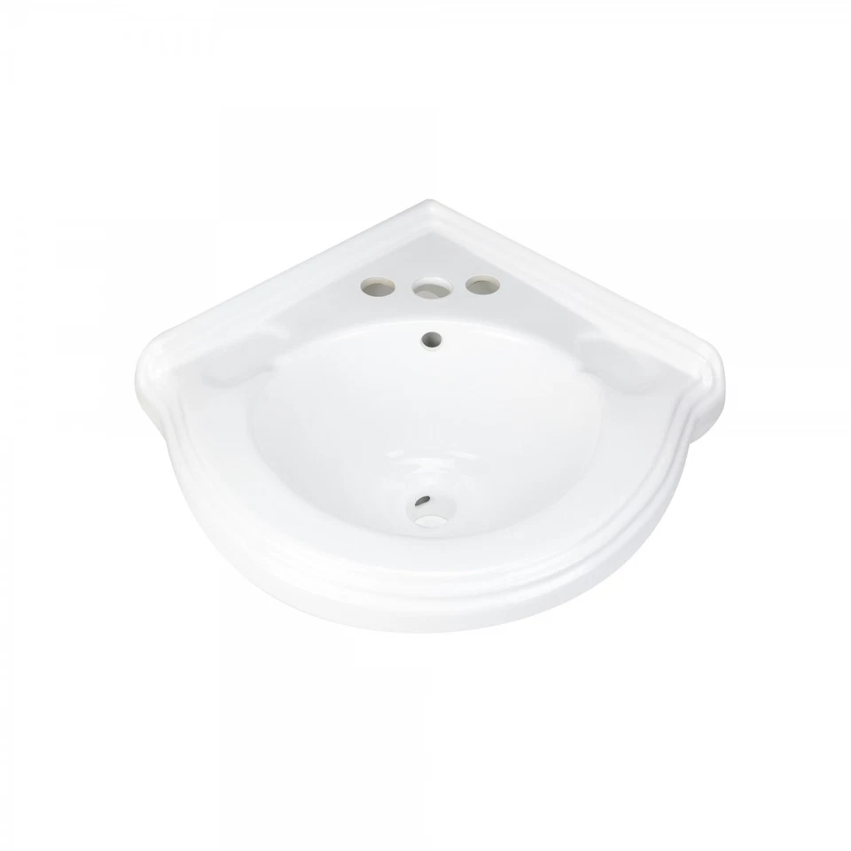Renovators Supply Portsmouth Corner Small Wall Mounted Ceramic Bathroom Sink - Image 2 of 4