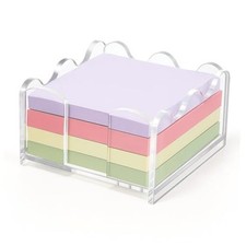 pc Scalloped Acrylic Sticky Note Holder, 3x3 Inch Clear Cute Notepad Holder 1