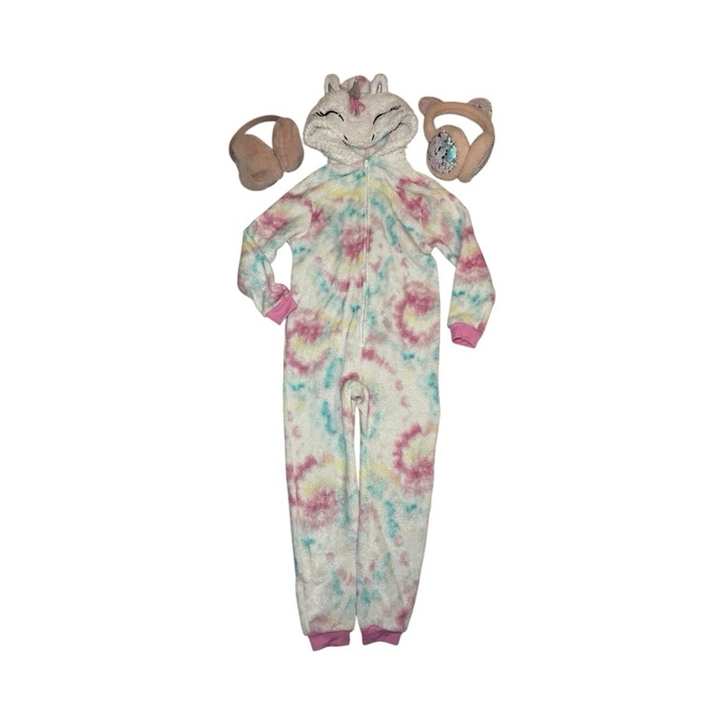 Sainteve Kids Girls Sz 5-6 Unicorn Plush Full-Zip One-Piece Sleeper Lounger PJ’s