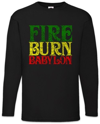 Fire Burn Babylon Langarm T-Shirt Rasta Music Jah Babylon Musik Rastafari Reggae