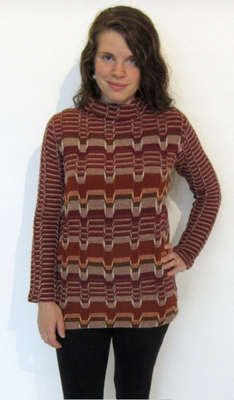 Vintage 1970s Knit Top Dead Stock Size Large Jack Winter Zipper Back Funky Cool