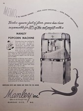 Manley Popcorn Machine Print Ad 1946 - Kansas City Mo Art Deco Modern Design
