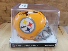 TERRY BRADSHAW AUTOGRAPHED PITTSBURGH STEELERS YELLOW MINI HELMET BECKETT 