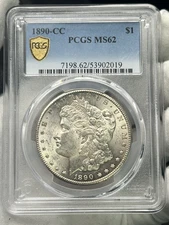 1890-CC $1 Morgan Silver Dollar CARSON CITY PCGS MS62 US Coin