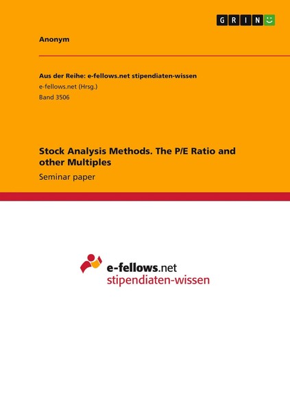 Stock Analysis Methods. The P/E Ratio And Other Multiples Anonymous Taschenbuch-image