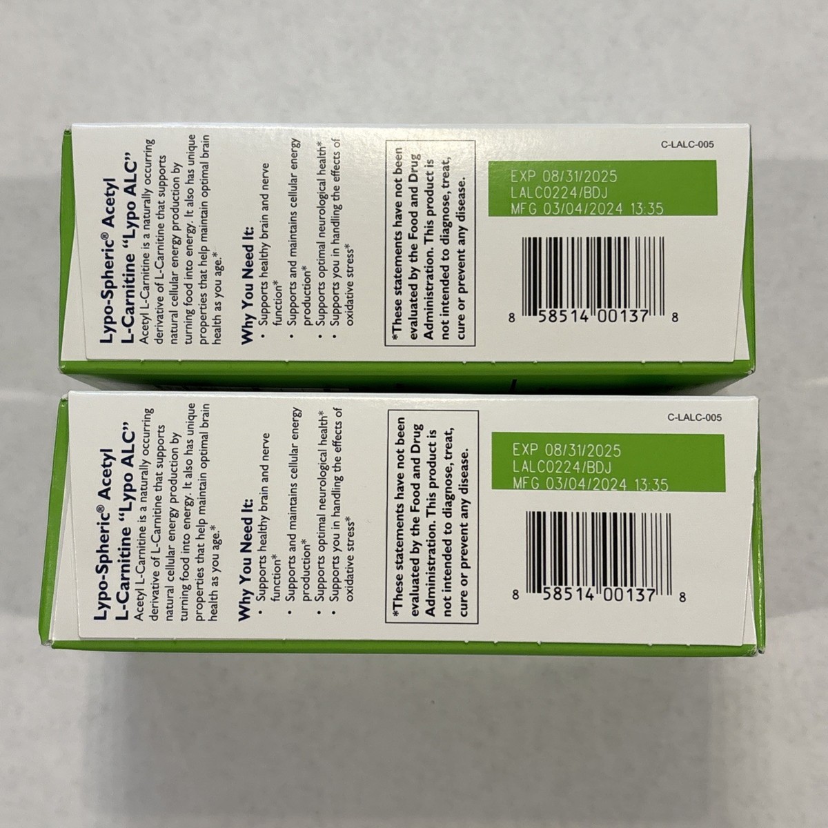 lypo spheric acetyl l carnitine 2X LivOn Laboratories Lypo-Spheric Acetyl L-Carnitine 60 Pkts Expires 8/25