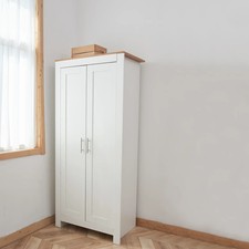 Foret Cabinet Wardrobe Clothes Rack Bedroom Storage Shelf Hanger Wooden White Co