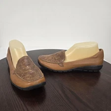 Easy Spirit Leather Loafers Women 8.5W Brown Slip On Casual Comfort Shoes