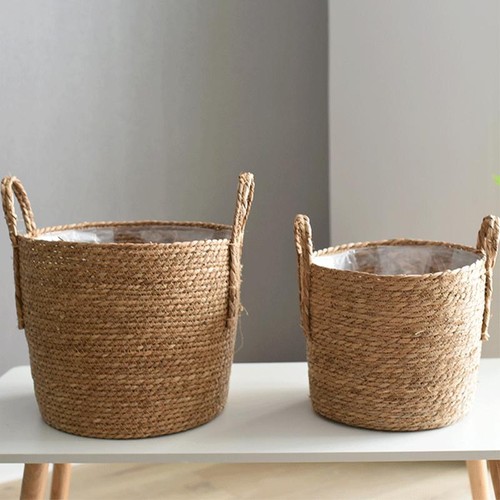 Nordic Handmade Straw Woven Flower Pot Planter Basket Laundry Storage Potted - Picture 19 of 25